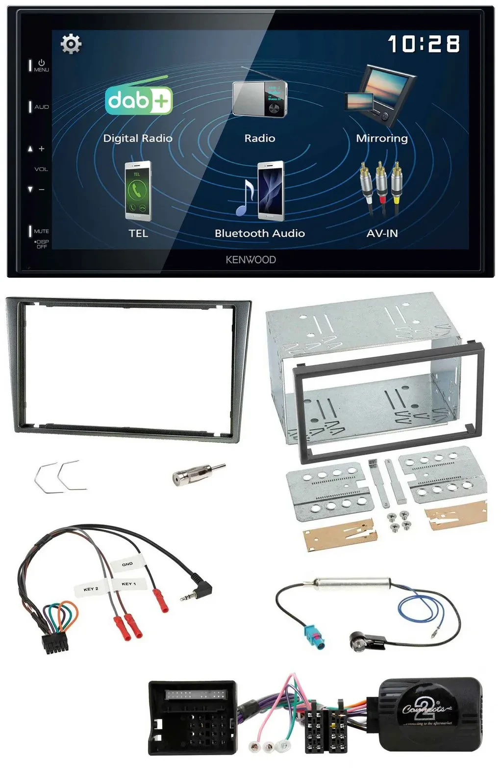 Kenwood 2DIN Bluetooth Lenkrad USB DAB Autoradio für Opel Corsa C 2004-2006 alu