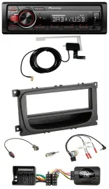 Автомагнитола Pioneer 1DIN, MP3, DAB, USB, поддержка кнопок на руле, для Ford C-Max/Galaxy/Focus (с 2007), чёрная