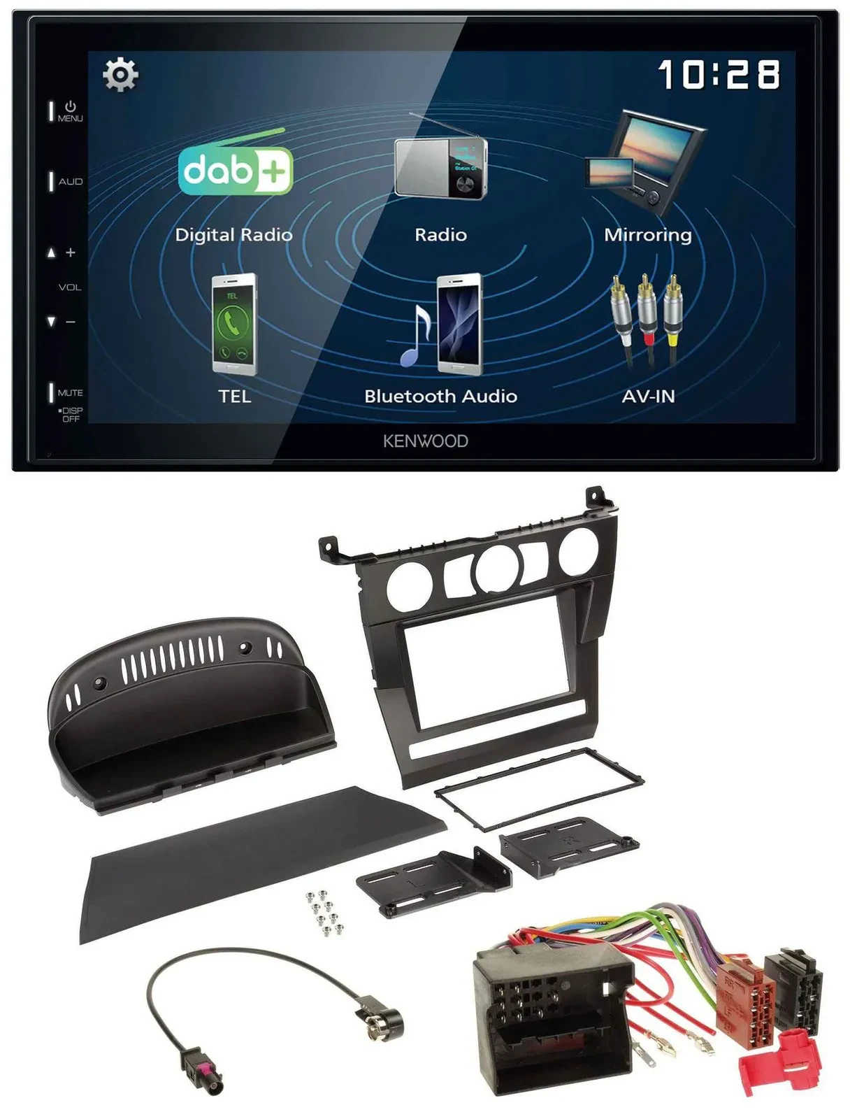 Автомагнитола Kenwood 2-DIN, Bluetooth, USB, DAB, для BMW 5 Series (E60, 2003–2007)