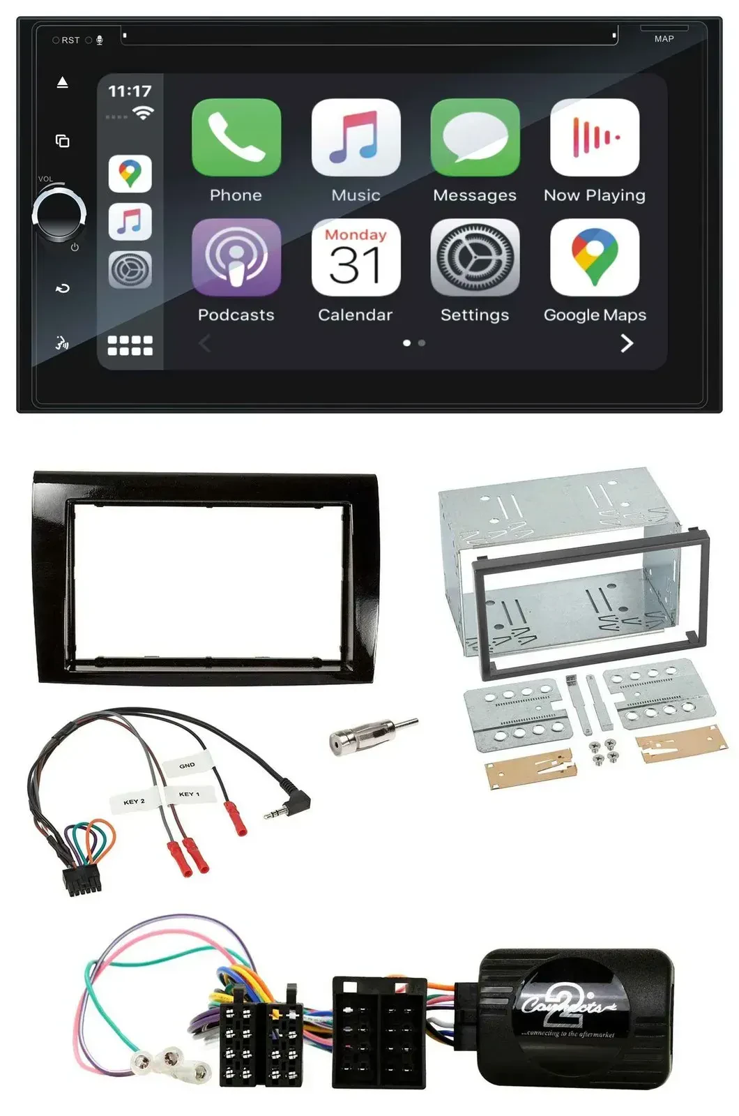 Blaupunkt USB DAB Bluetooth 2DIN TMC Lenkrad Navigation für Fiat Bravo 2007-2014