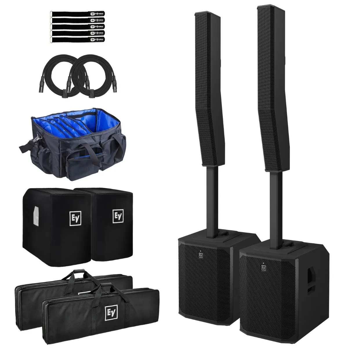 Electro-Voice EVOLVE 70 Black Column Powered Speaker Systems Pair w Covers