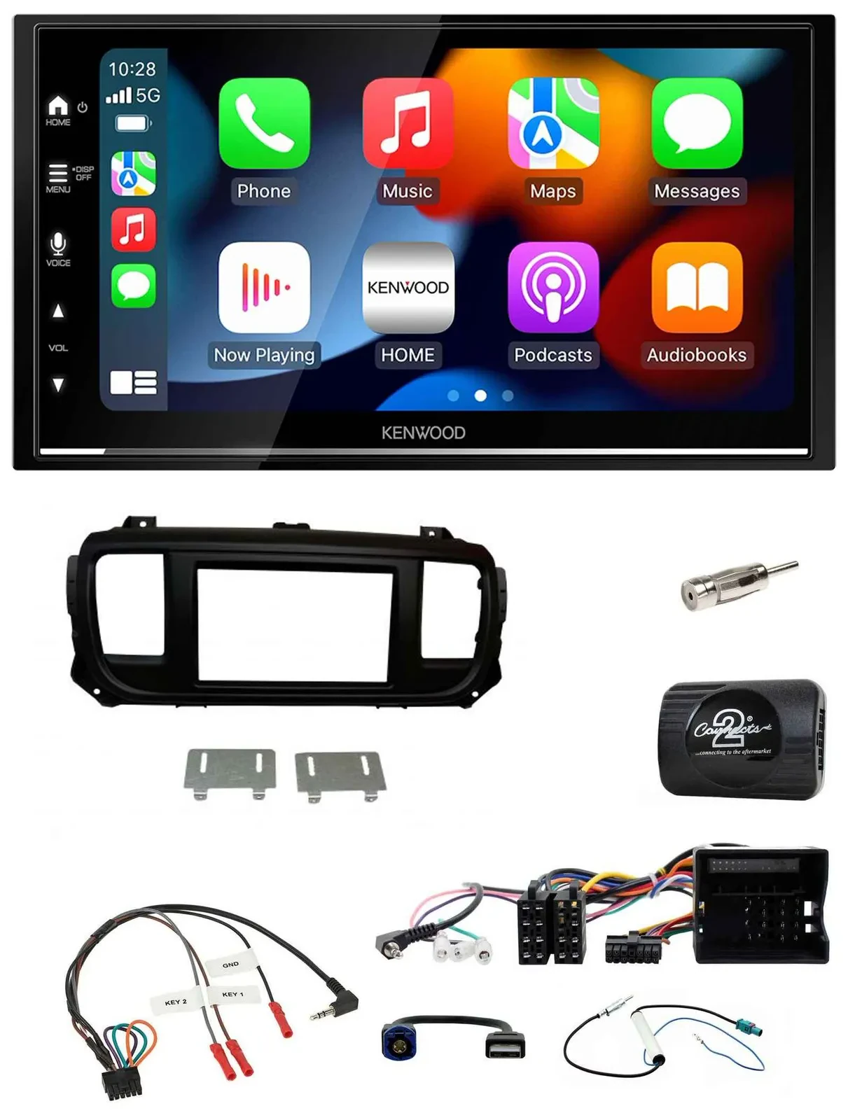 Kenwood DAB USB Bluetooth 2DIN Lenkrad Autoradio für Citroen Jumpy Erstausst. DI