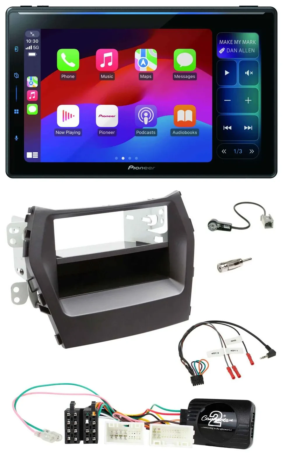 Pioneer Bluetooth DAB Lenkrad USB Autoradio für Hyundai Santa Fe ab 2012 schwarz