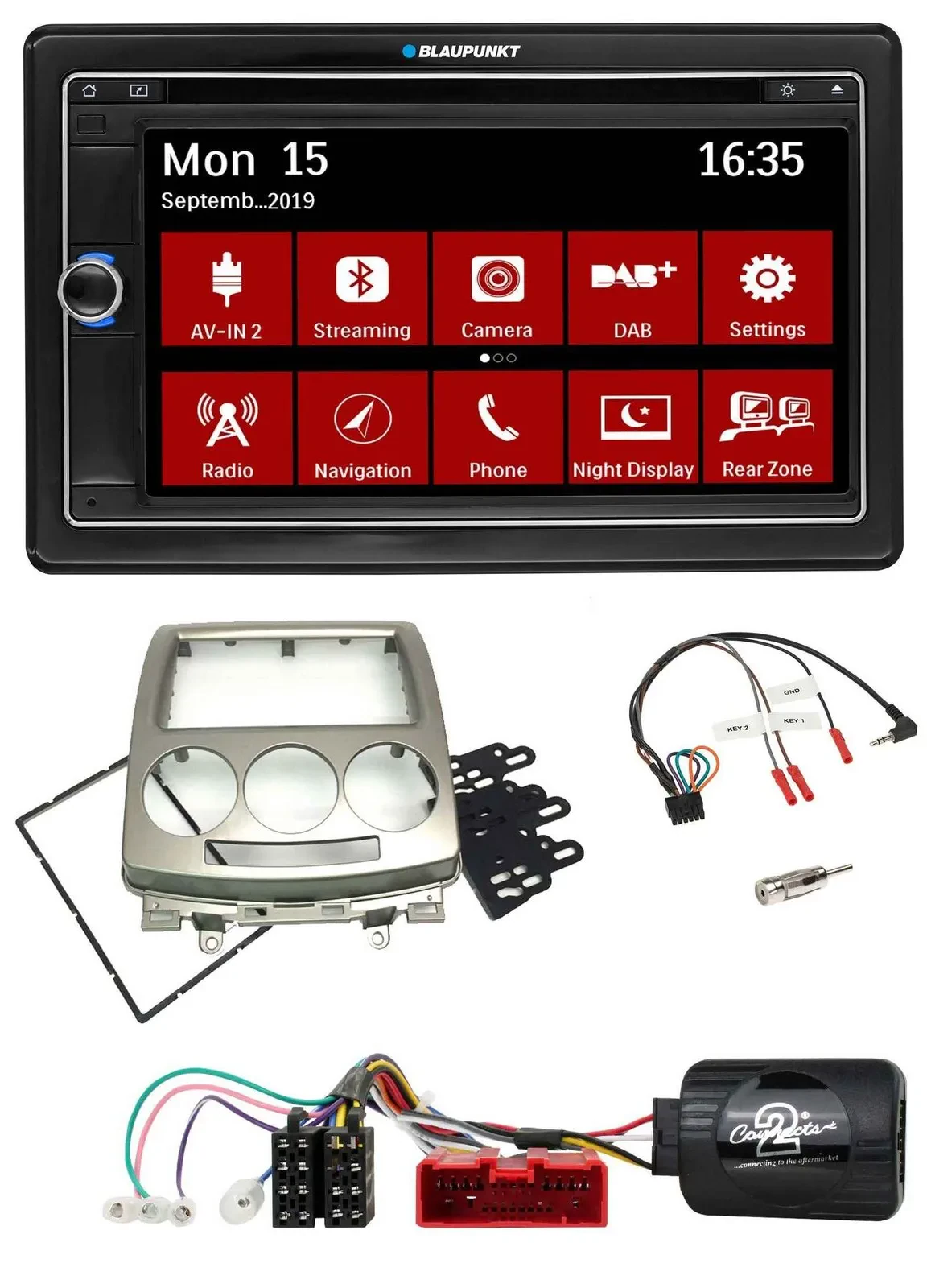 Blaupunkt Lenkrad DAB TMC 2DIN USB Bluetooth Navigation für Mazda 5 CR 2005-2010