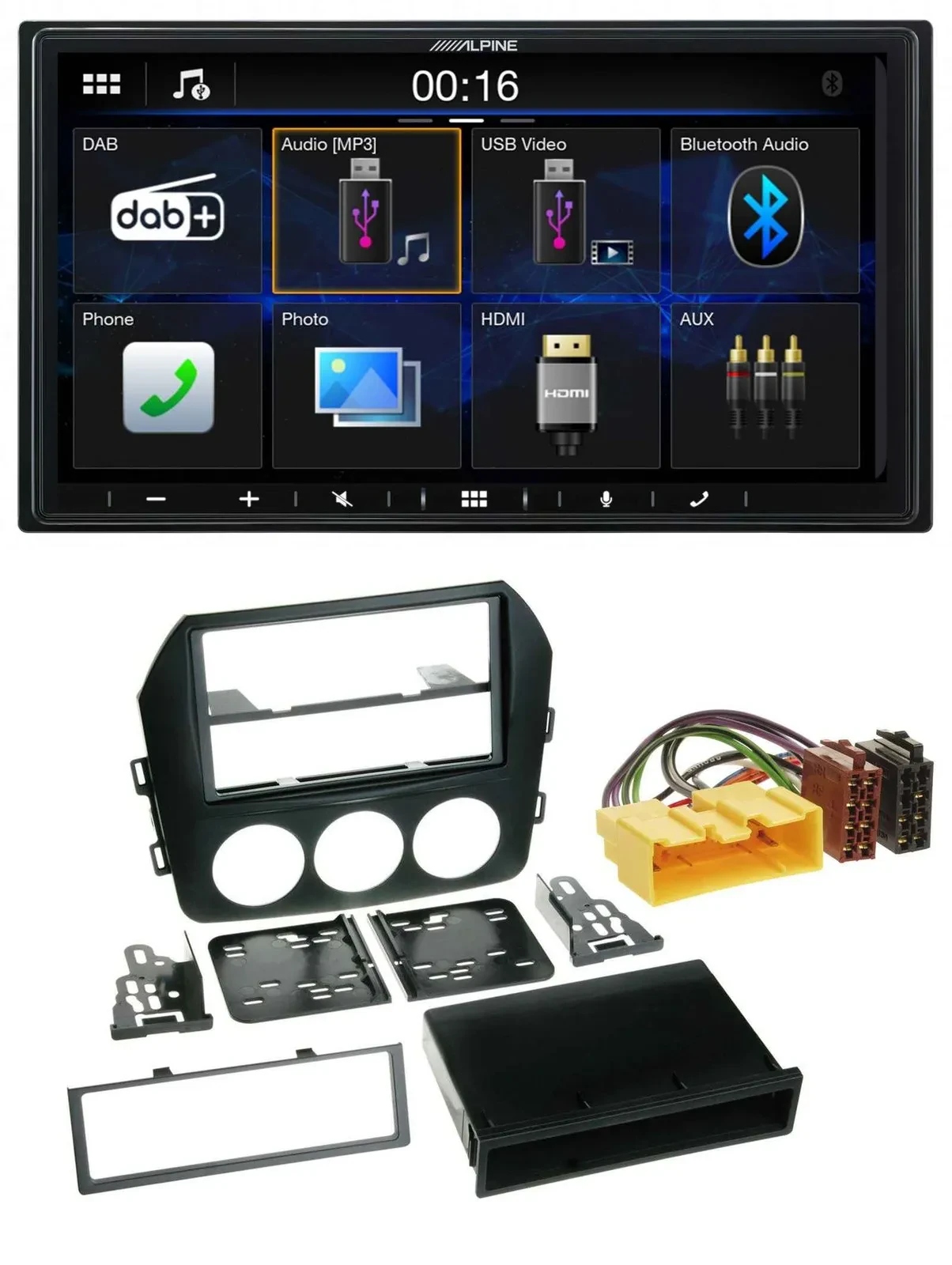 Alpine Bluetooth 2DIN MP3 DAB USB Autoradio für Mazda MX 5 (NC, ab 2008)