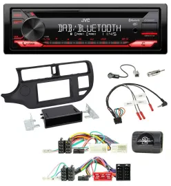 JVC CD DAB USB Bluetooth Lenkrad Autoradio für Kia Rio UB 2011-2015 schwarz