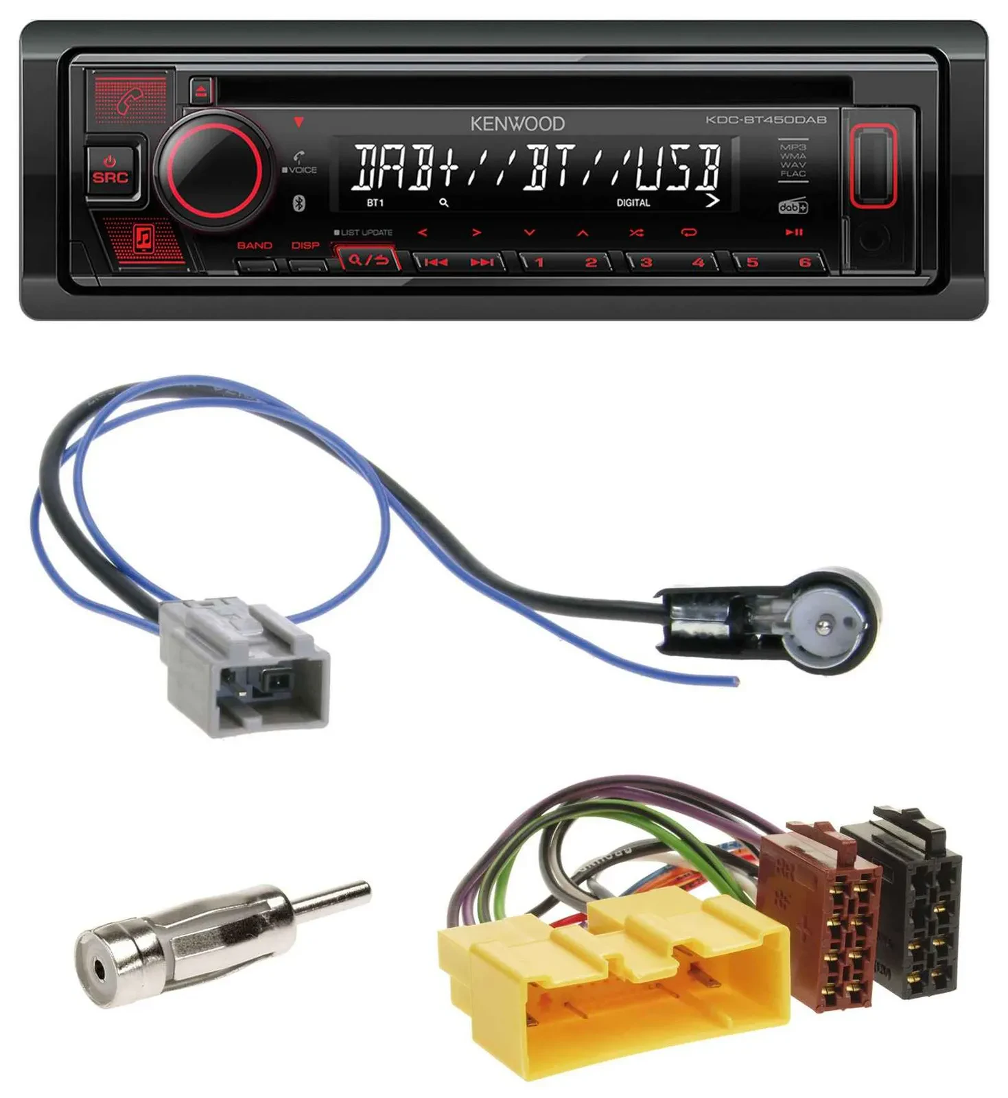 Kenwood MP3 CD USB Bluetooth DAB Autoradio für Mazda 2 (DY, 2003-2007)