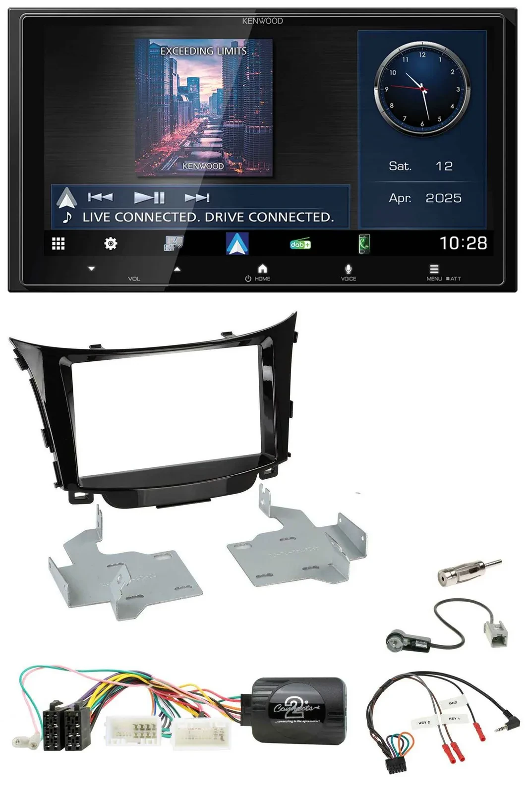 Kenwood Bluetooth 2DIN USB DAB Lenkrad Autoradio für Hyundai i30 2012-2017