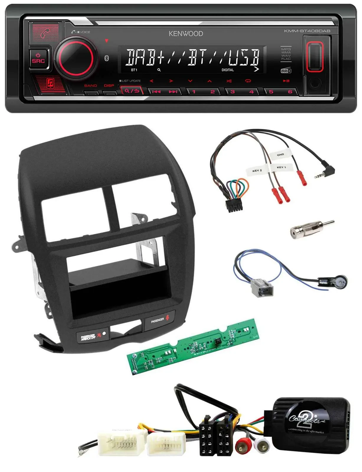 Автомагнитола Kenwood Bluetooth, USB, DAB для Mitsubishi ASX 2010–2014