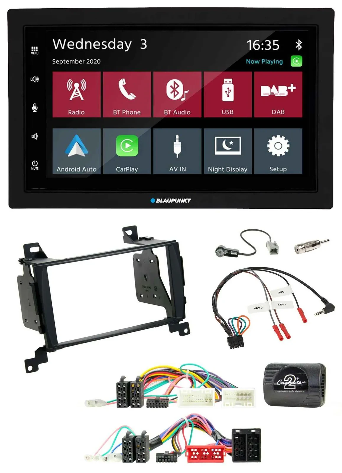Blaupunkt 2DIN Lenkrad USB Bluetooth DAB Autoradio für Hyundai Santa Fe 2010-201