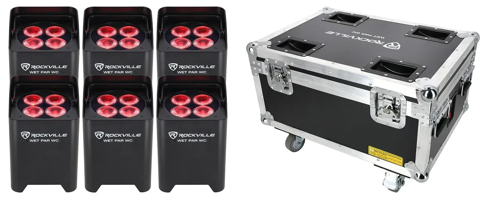 Светодиодный прибор Rockville WET PAR WC PACKAGE Black с кейсом (6 штук)