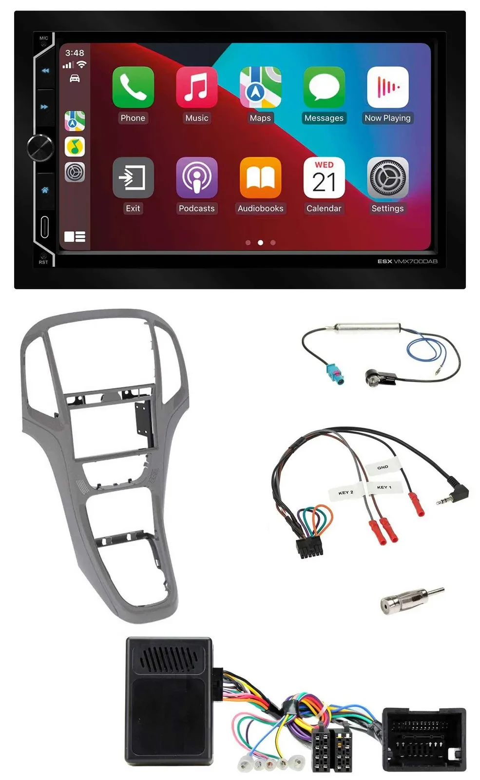 ESX 2DIN DAB USB Lenkrad Bluetooth Autoradio für Opel Astra J ab 2009 Titangrau