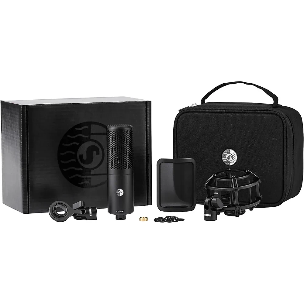 Микрофон Shure KSM40C конденсаторный, кардиоидный, 1", XLR, фантомное питание 48V, с подвесом, поп-фильтром и кейсом
