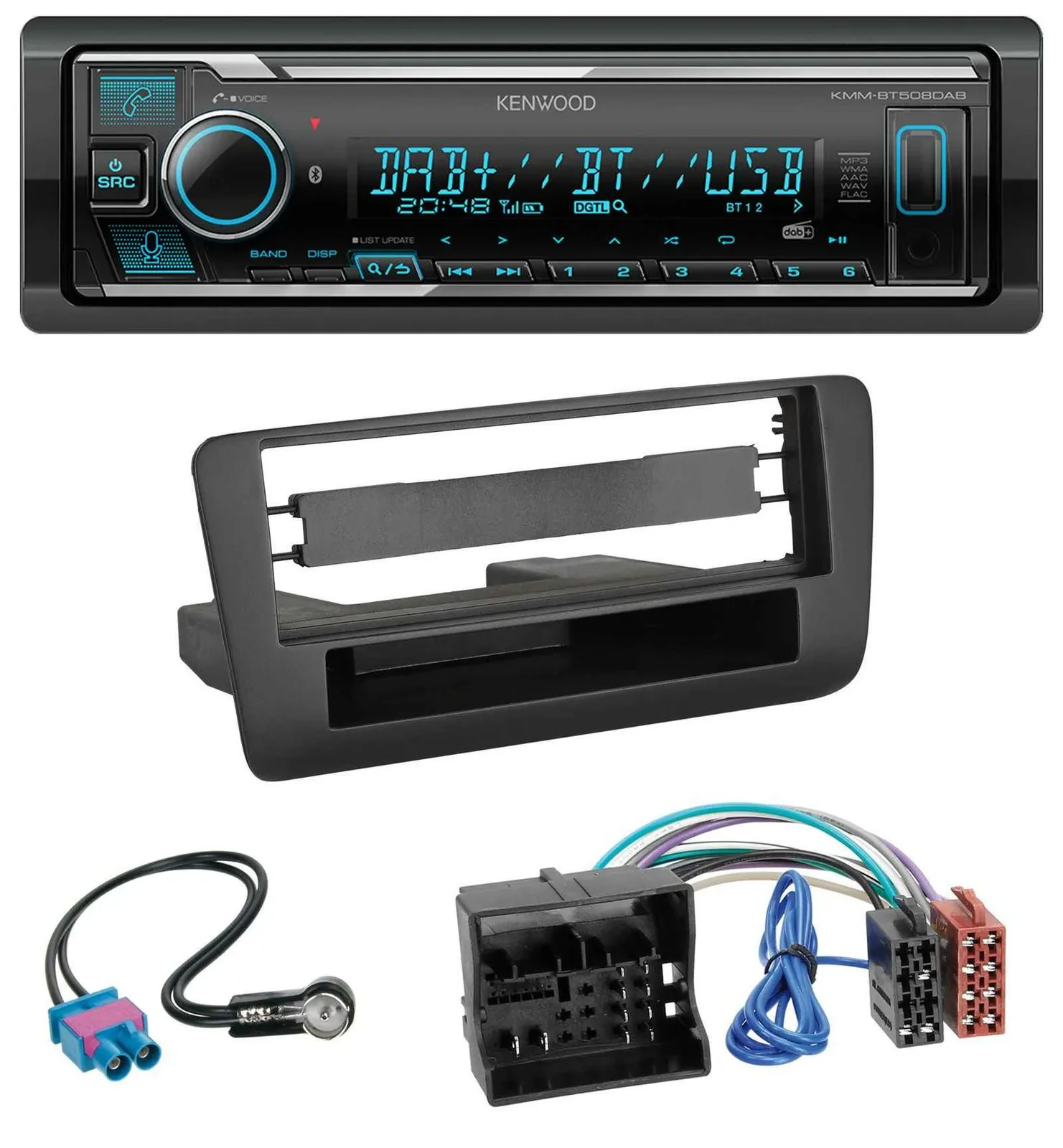 Kenwood Bluetooth MP3 DAB USB Autoradio für Audi A1 (ab 2012)