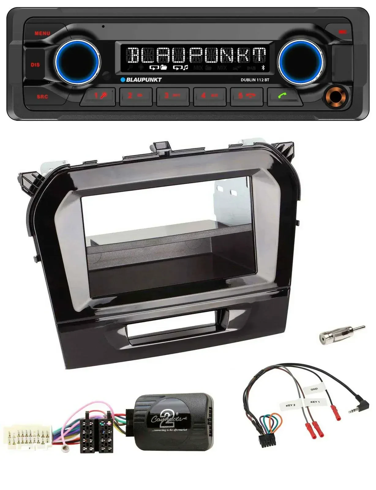 Blaupunkt MP3 Bluetooth USB Lenkrad Autoradio für Suzuki Vitara ab 2015 piano sc