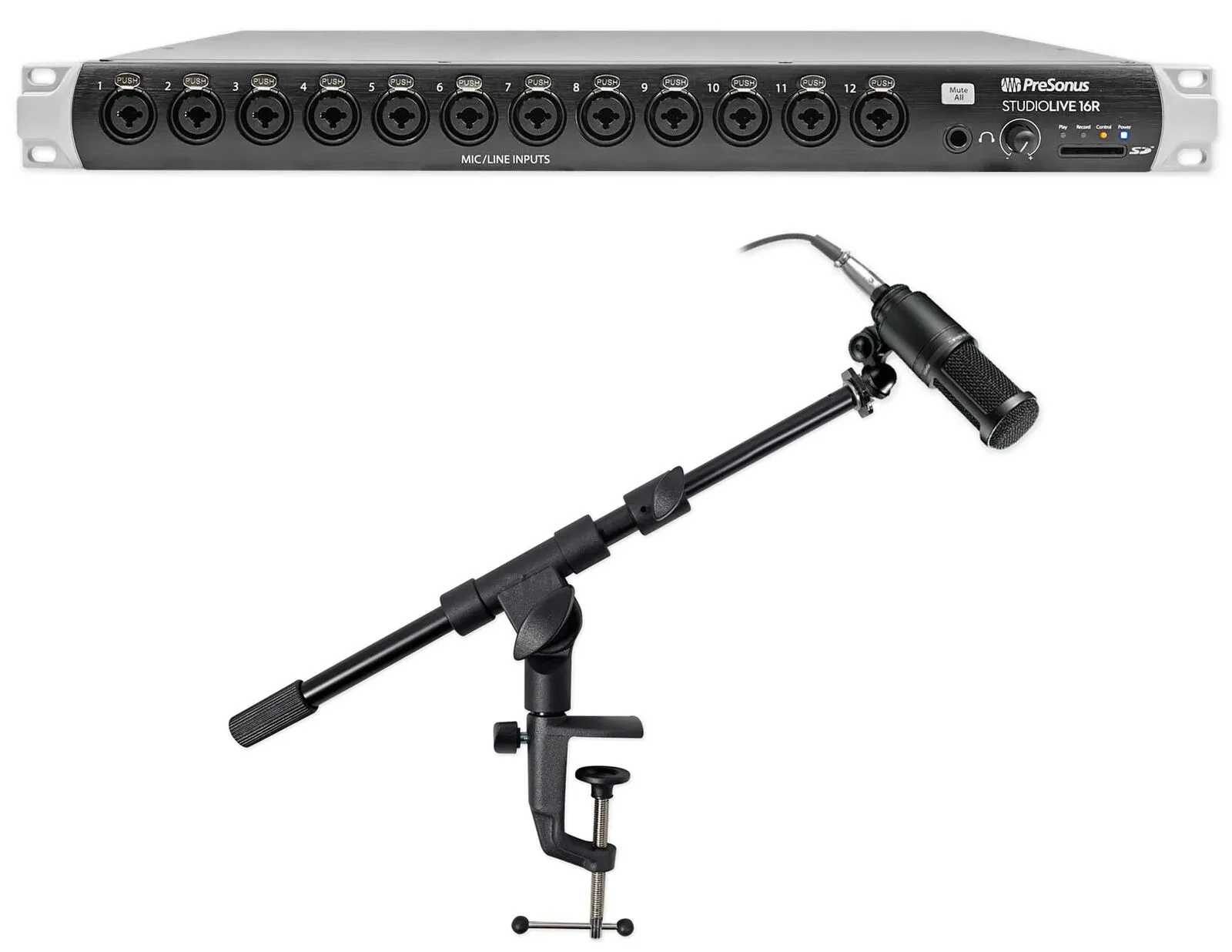 PRESONUS Studiolive 16R 16-Ch. Rack Stage Box Mixer, 16 Preamps+AT2020 Mic+Stand