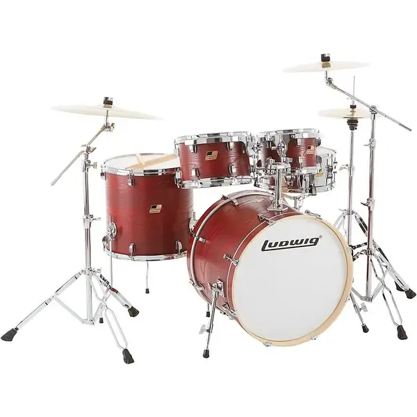 Ударная установка акустическая Ludwig BackBeat Elite 5-Piece Complete Drum Set w/22" Bass/HW/Cymbals Ruby Grain