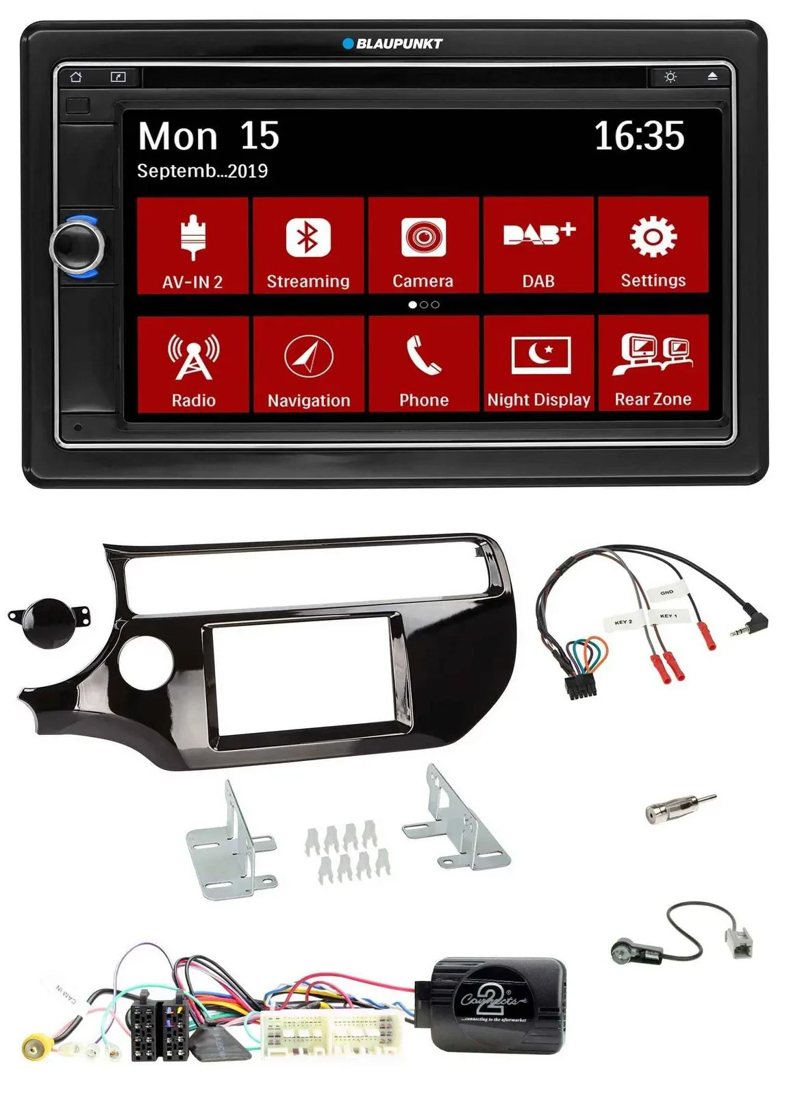 Автомагнитола Blaupunkt 2DIN, навигация, Bluetooth, DAB, USB, для Kia Rio UB (2017–2023), TMC