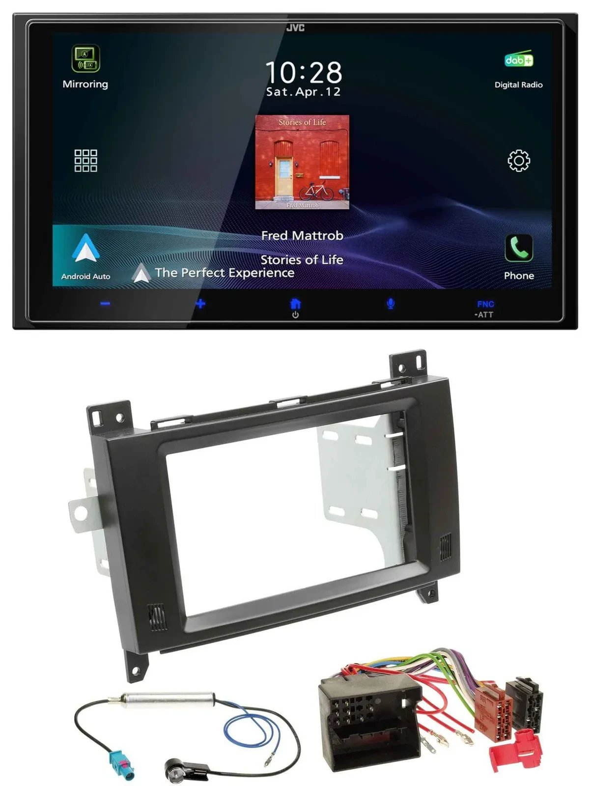 Автомагнитола для Mercedes Viano/Vito 2006–2014 JVC 2-DIN Bluetooth, USB, DAB, MP3, черный