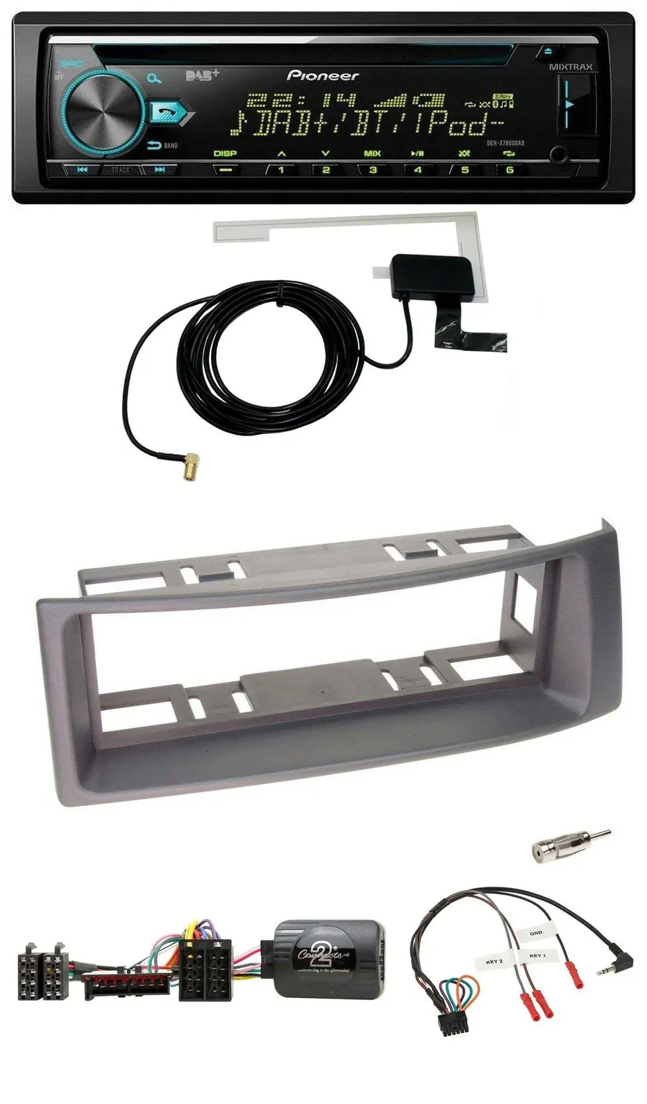 Автомагнитола Pioneer MP3 CD USB DAB, совместимая с управлением на руле, для Renault Megane/Scenic (1996–2000), цвет антрацит