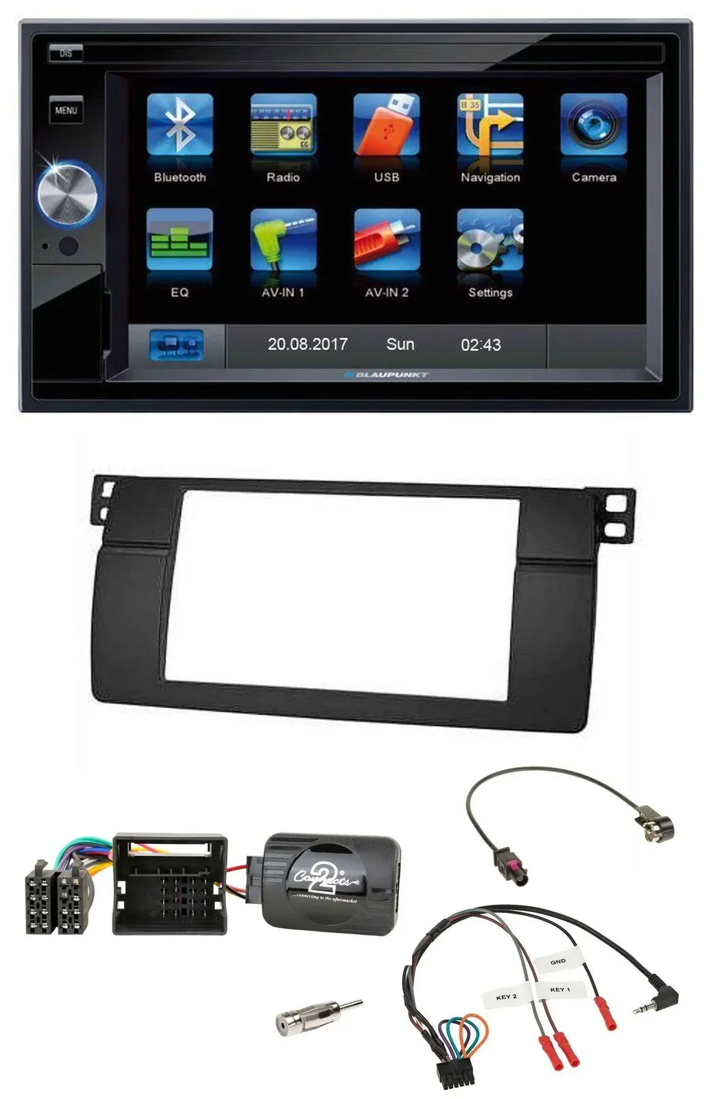 Blaupunkt 2DIN Bluetooth TMC USB Lenkrad SD Navigation für BMW 3er E46 2001-2006