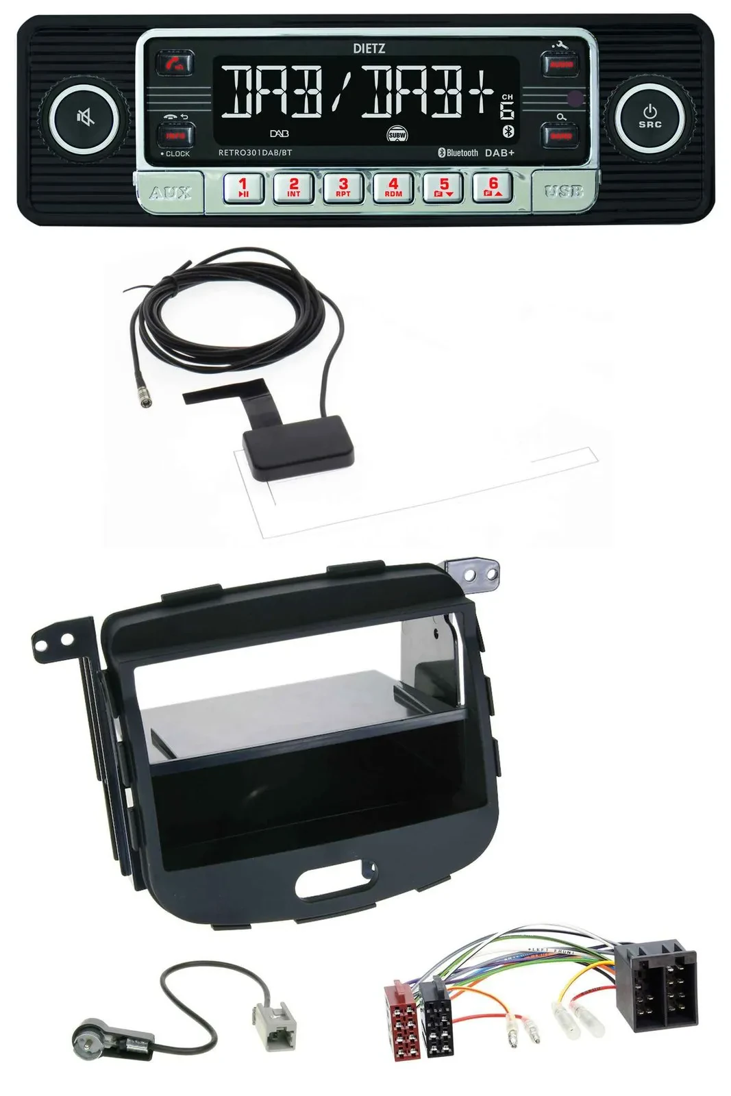 Dietz DAB Bluetooth USB MP3 Autoradio für Hyundai i10 2008-2013 Rubber Touch