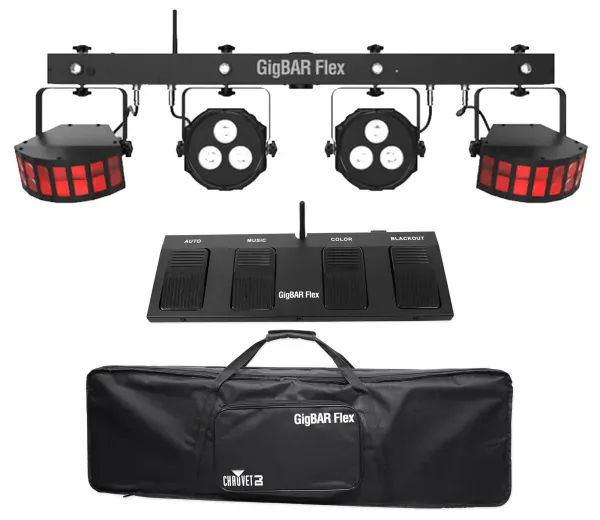 Chauvet DJ GigBAR Flex Lighting System w/ 2) Derby+2) Par Can Lights+Footswitch