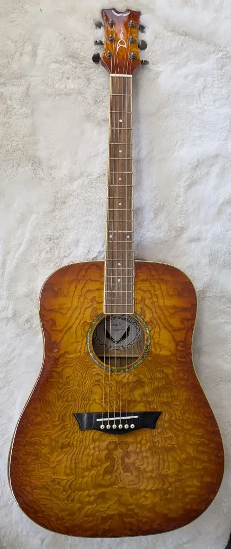 Dean AXS Dread Quilt Acoustic Ash Body Guitar Tobacco Sunburst AX DQA TSB