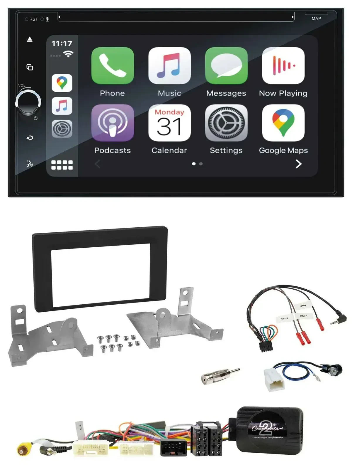 Blaupunkt USB DAB Bluetooth 2DIN TMC Lenkrad Navigation für Toyota Aygo ab 22 AB