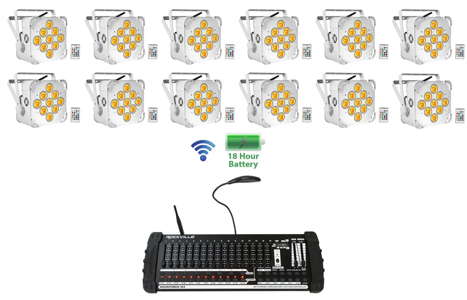 Светодиодный прибор Rockville BEST PAR 60 White с DMX-контроллером (12 штук)