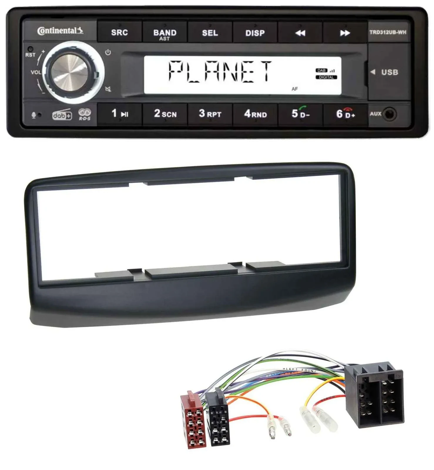 Continental USB 1DIN AUX DAB MP3 Autoradio für Fiat Multipla 186 Facelift 2006-2