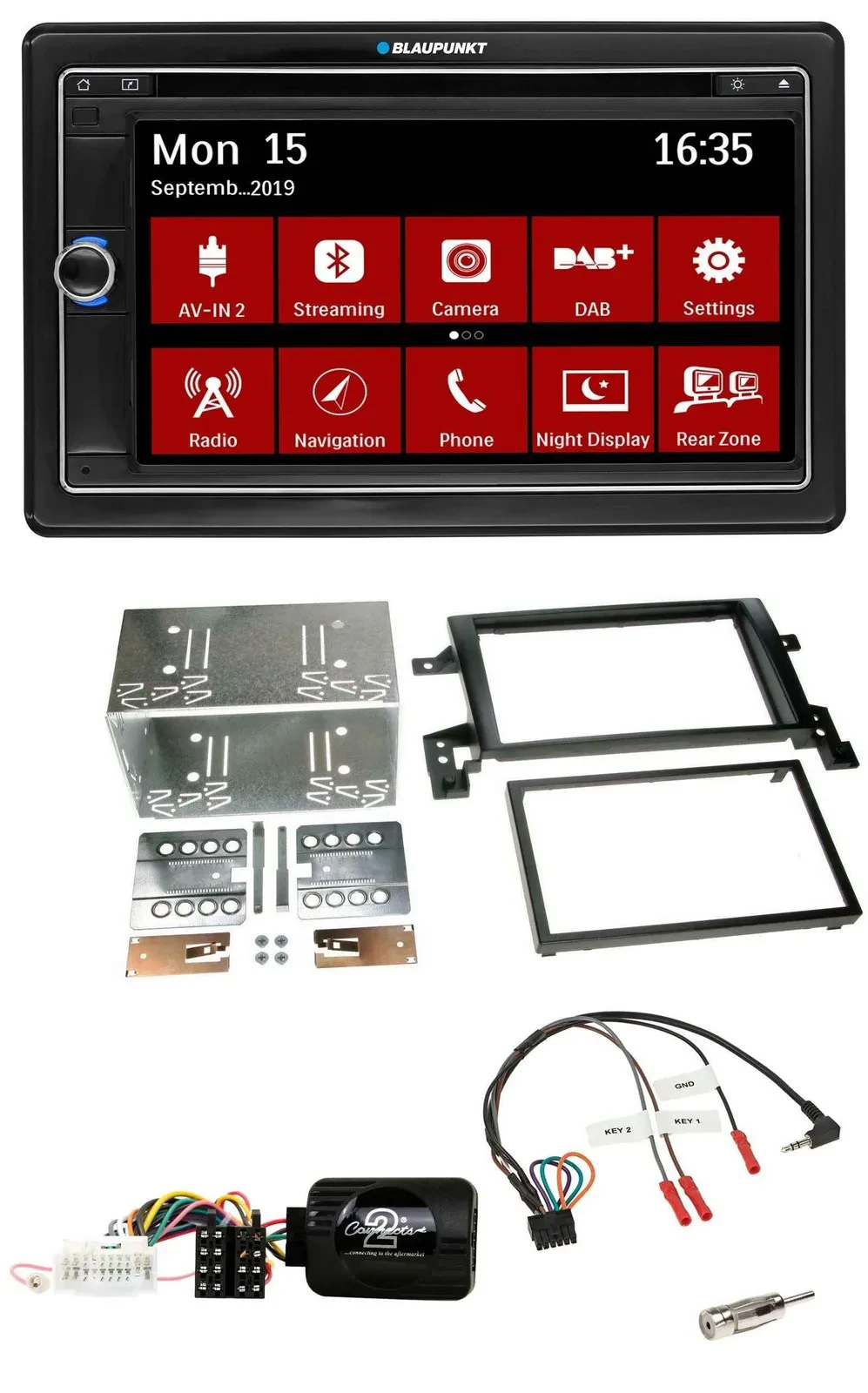 Blaupunkt Lenkrad DAB TMC 2DIN USB Bluetooth Navigation für Suzuki Grand Vitara