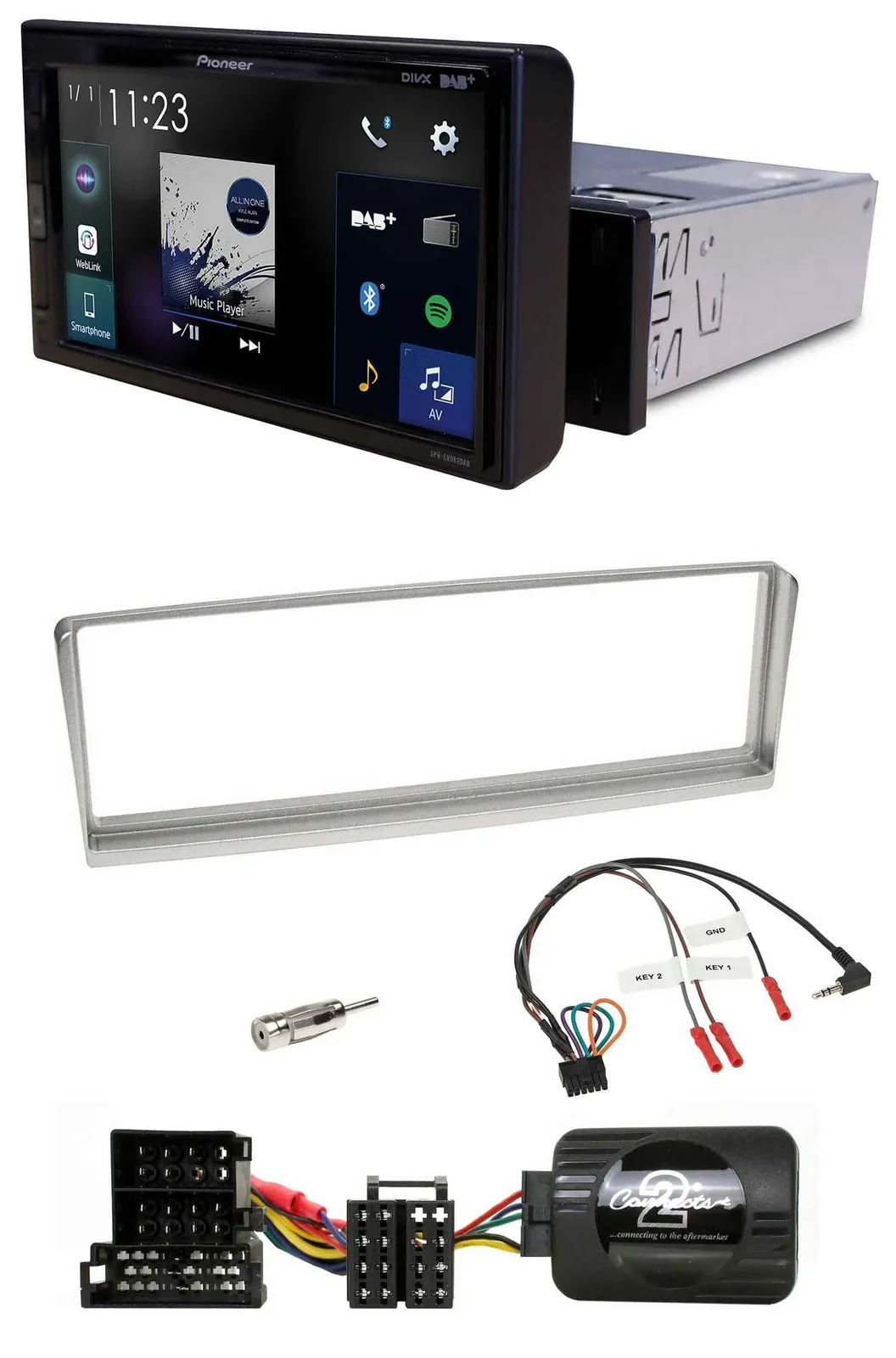 Pioneer DAB Lenkrad Bluetooth USB Autoradio für Alfa Romeo 156 2002-2003 silber