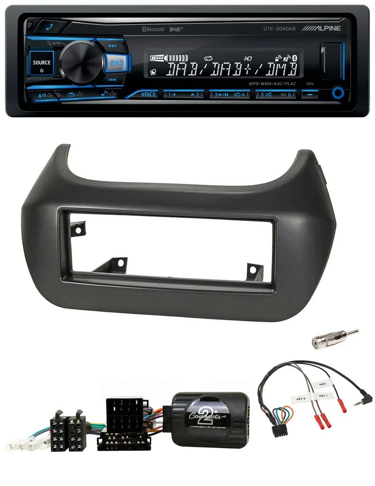 Автомагнитола для Fiat Fiorino, Citroen Nemo, Peugeot Alpine USB, Bluetooth, DAB
