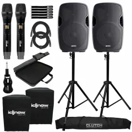 Gemini AS-1500P 15" Active Speakers Pair w Dual Wireless Microphones Pack