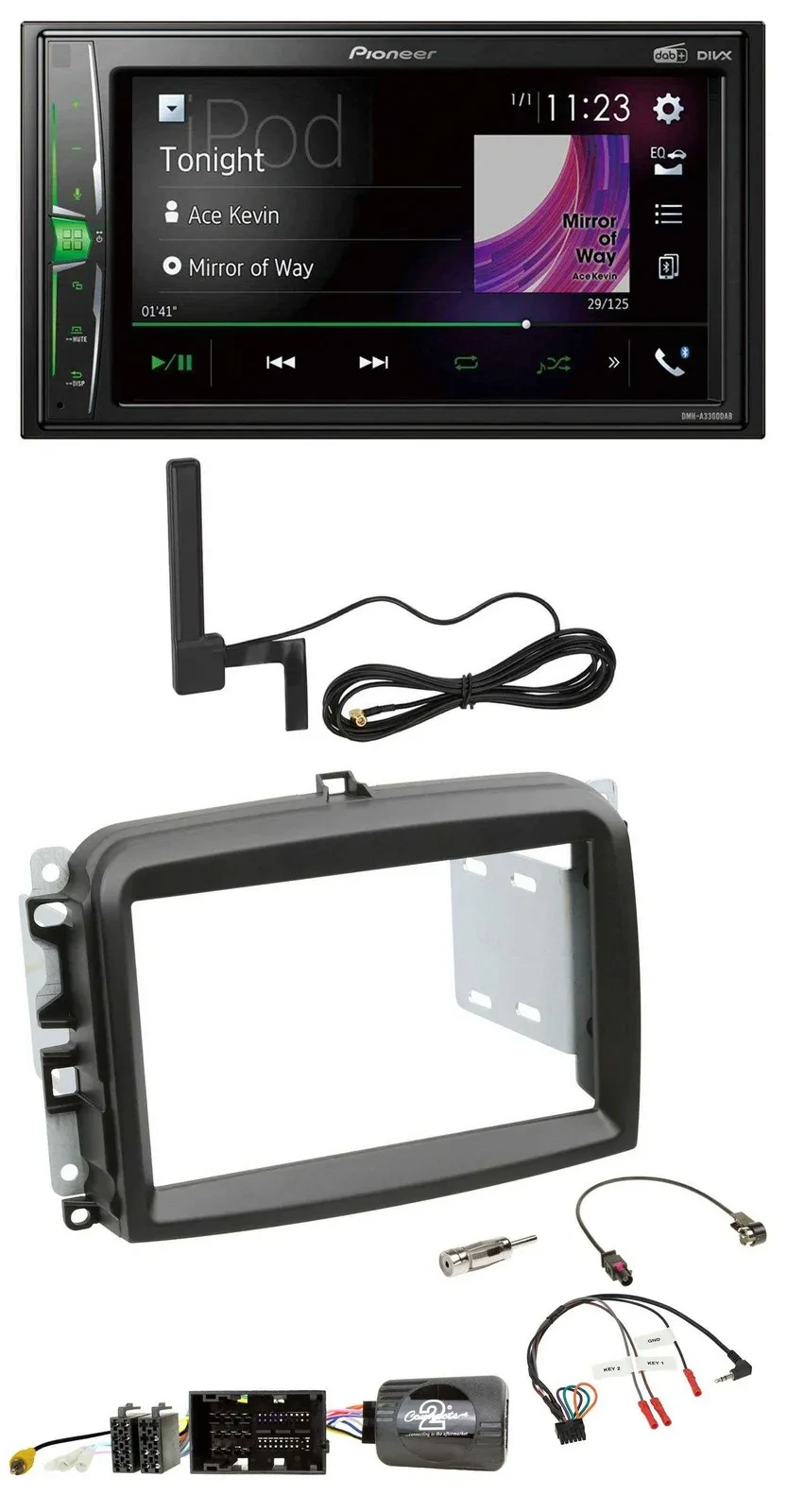 Pioneer MP3 DAB Lenkrad 2DIN Bluetooth Autoradio für Fiat 500 L ab 2012