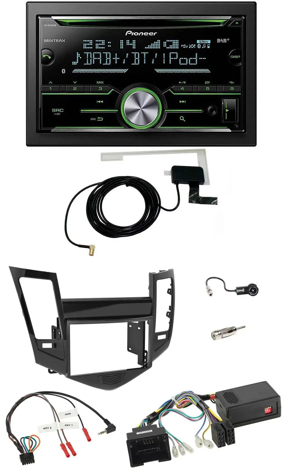 Автомагнитола Pioneer 2-DIN, CD/USB, Bluetooth, DAB, для Chevrolet Cruze (с 05/2009), поддержка управления на руле