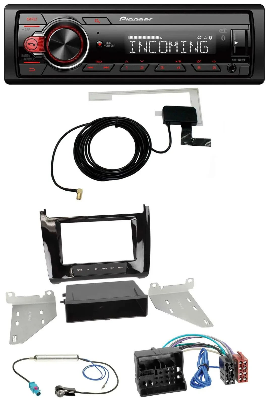 Автомагнитола Pioneer USB MP3 DAB Bluetooth для VW Polo (с 2014), черный (piano black)
