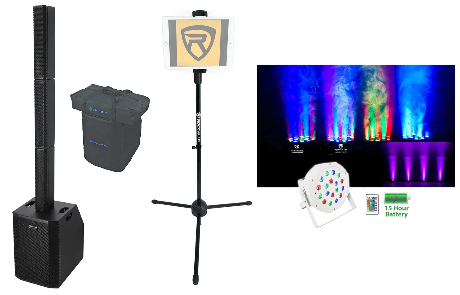 Караоке-система Rockville TITAN ARRAY V2 (набор) с сабвуферами, беспроводными микрофонами и стойкой для планшета