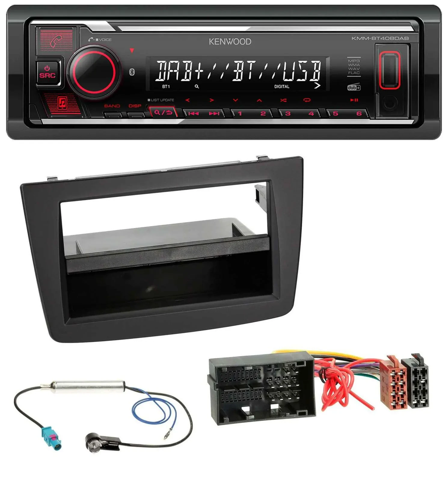 Kenwood MP3 Bluetooth USB DAB Autoradio für Alfa Romeo Mito 955 ab 14 schwarz