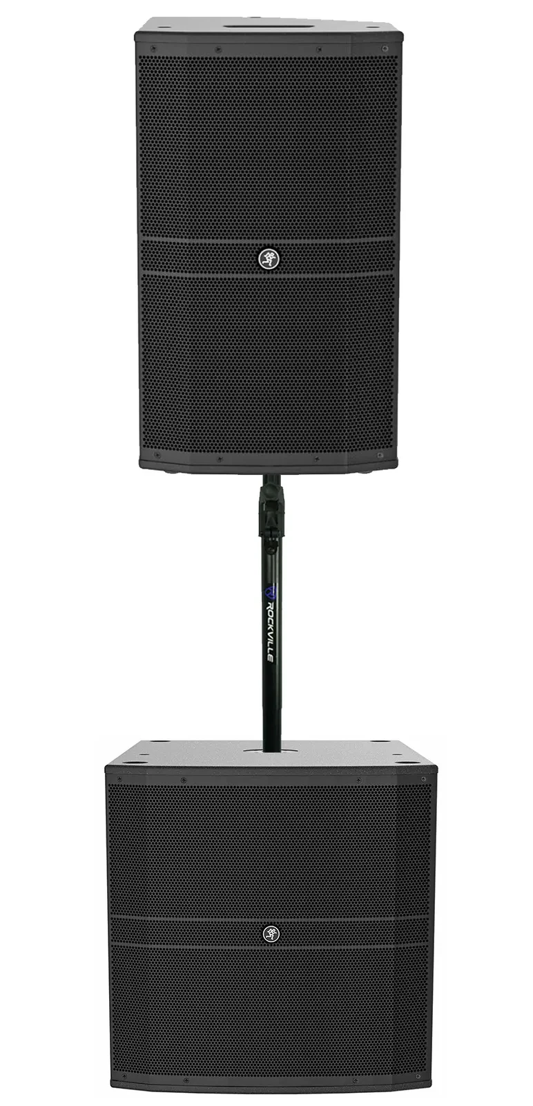 Пассивная акустическая система для PA/DJ Mackie DRM212-P + DRM18S-P (набор) 1600W 12" + 18" с air-assist стойкой