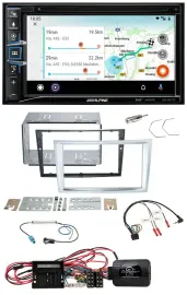 Alpine Bluetooth TMC USB DAB 2DIN Lenkrad Navigation für Opel Corsa D matt-chrom