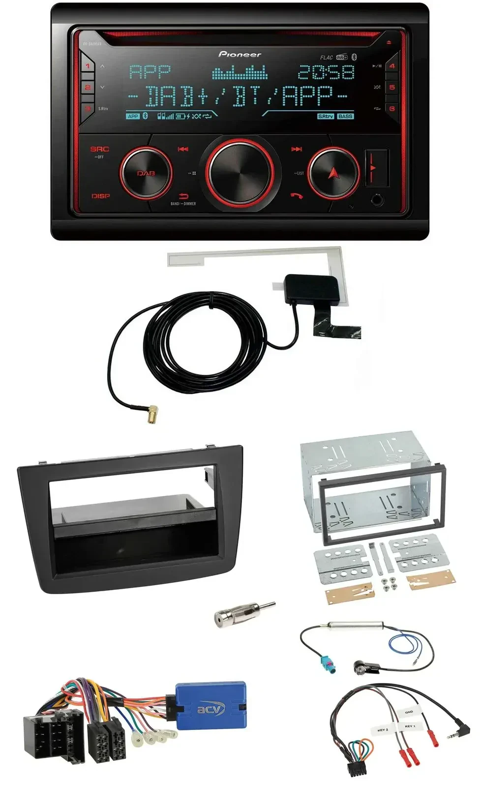 Автомагнитола для Alfa Romeo Mito Pioneer 2 DIN, DAB, USB, CD, Bluetooth