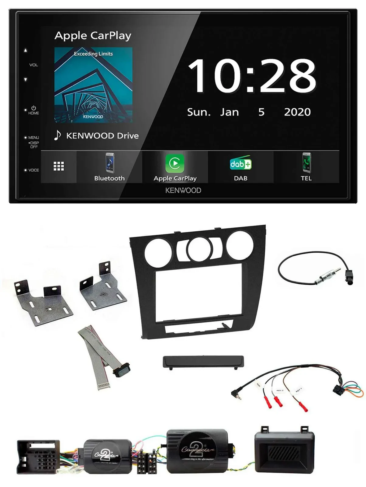 Kenwood Bluetooth Lenkrad DAB USB 2DIN Autoradio für BMW 1er PDC man. Klima E87/