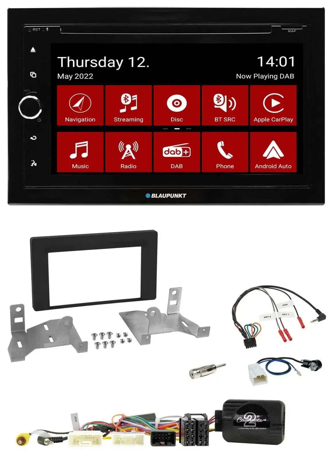 Автомагнитола для Toyota Aygo Blaupunkt 2DIN, Bluetooth, USB, DAB, навигация TMC