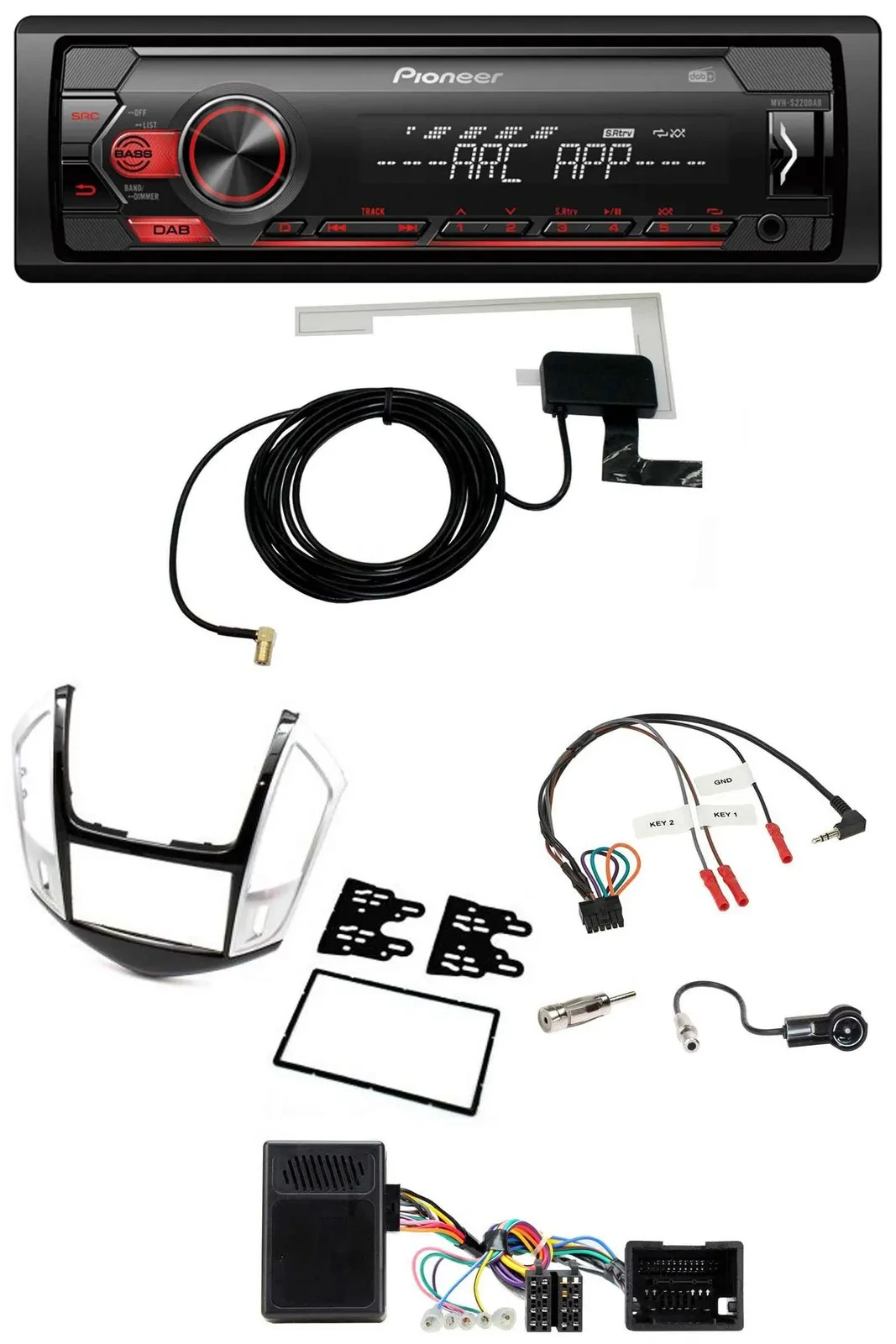 Pioneer 1DIN USB DAB MP3 Lenkrad Autoradio für Chevrolet Cruze 2011-2016 silber