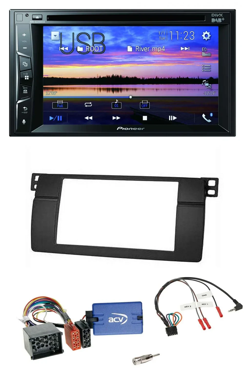 Pioneer Bluetooth 2DIN USB DVD DAB Lenkrad Autoradio für BMW 3er E46 00-06 Profi