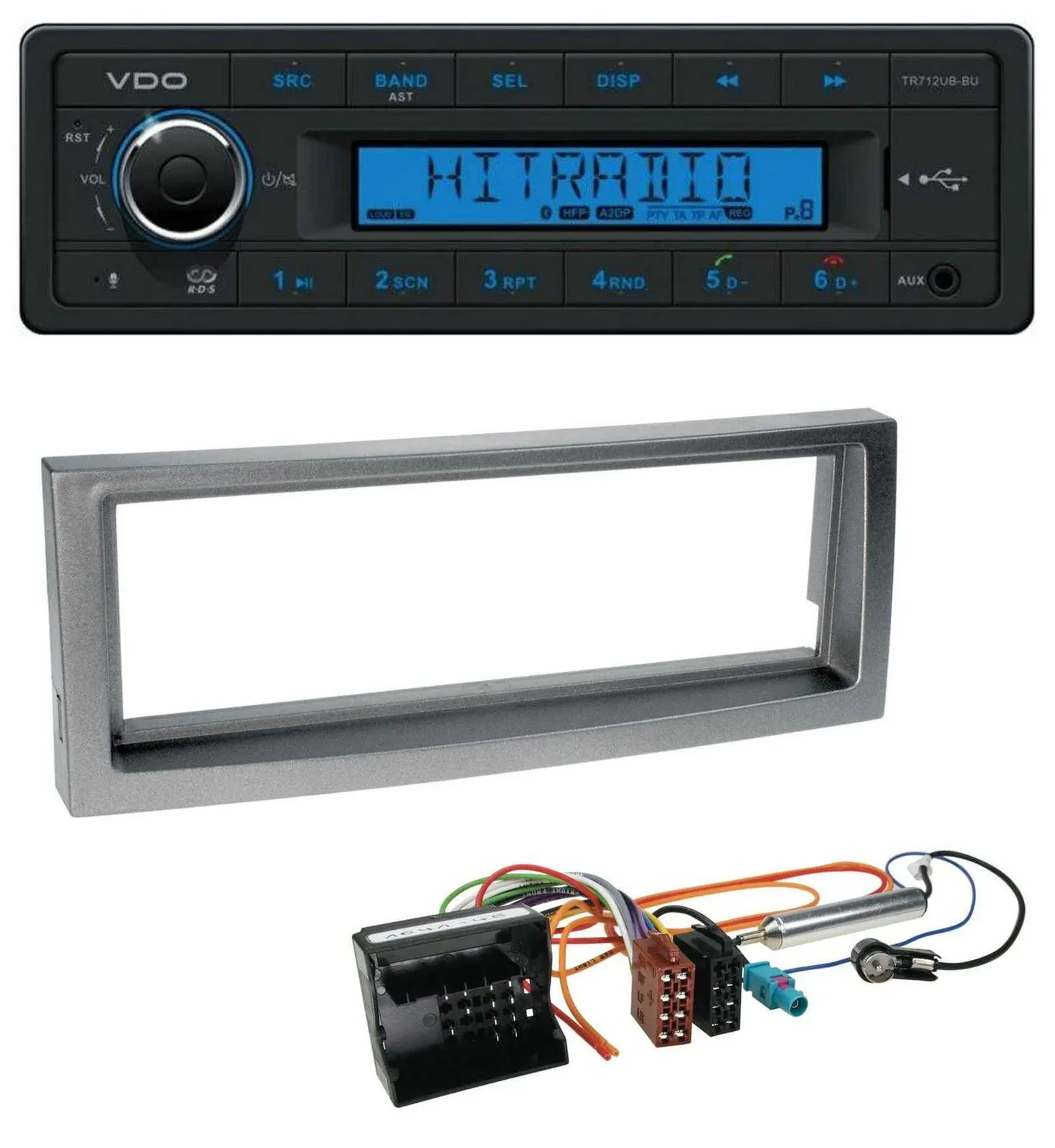 VDO Bluetooth AUX USB MP3 Autoradio für Citroen C5 Peugeot 407 ab 04 grau-metall