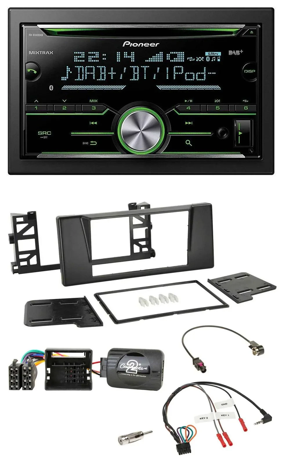 Автомагнитола Pioneer 2-DIN Bluetooth DAB CD USB для BMW 5 Series E39 (2001–2003) с поддержкой управления на руле