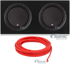 2) MTX 3512-04S 12" 1200W Shallow Car Subwoofers+Sealed Sub Box Enclosure